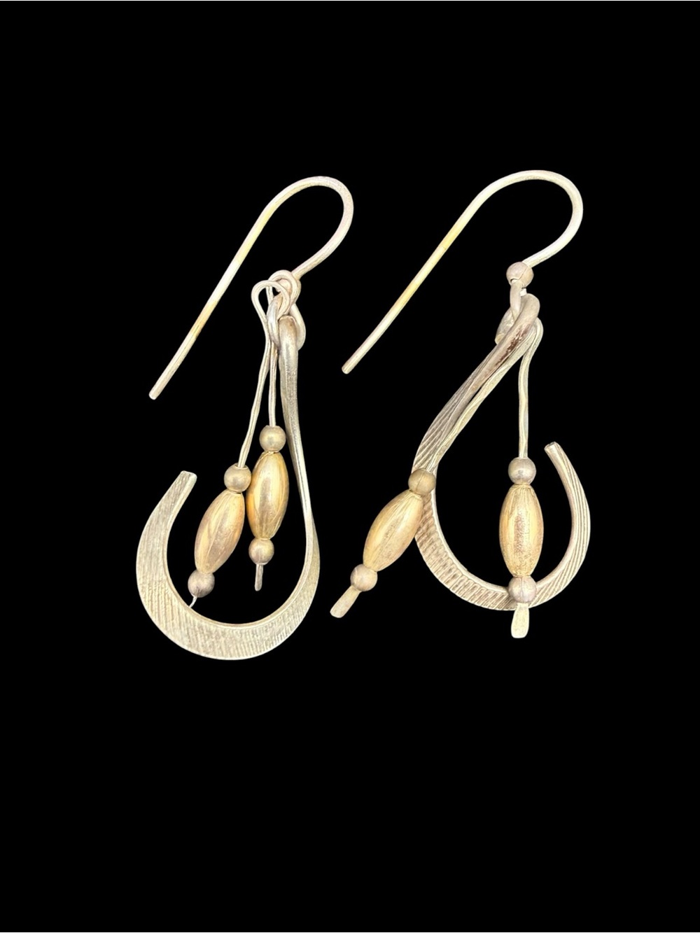 Silver and Gold-Tone Dangle Bead Drop Earrings